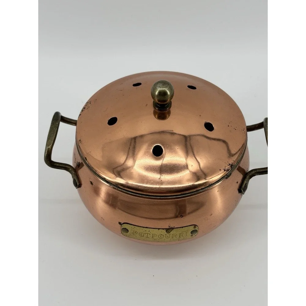 Vintage Copper Pot with Lid,‎ Potpourri Bowl
